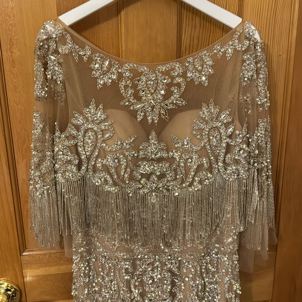 Terani Couture Gown - Silver and Nude dress. US size 12